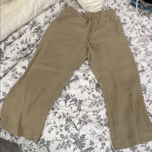 Zara Green Tan Sweatpants Relaxed Fit Pants